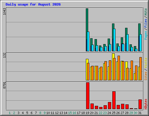 Daily usage for August 2026